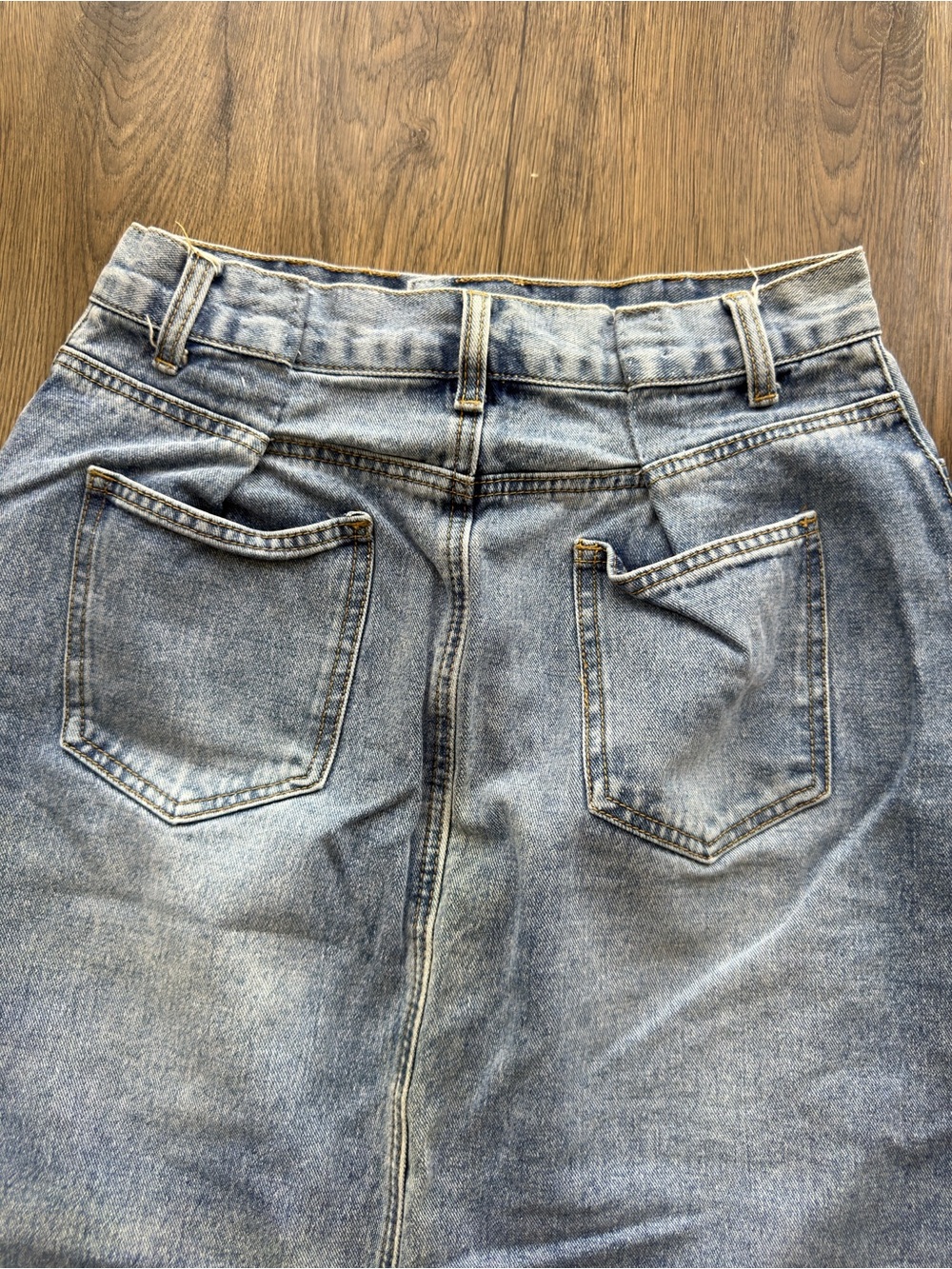Cider Light Blue Patchwork Wide-Leg Denim Skirt - Picture 8 of 12
